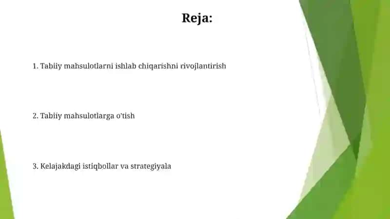Tabiiy mahsulotlarni ishlab chiqarishni rivojlantirish 2