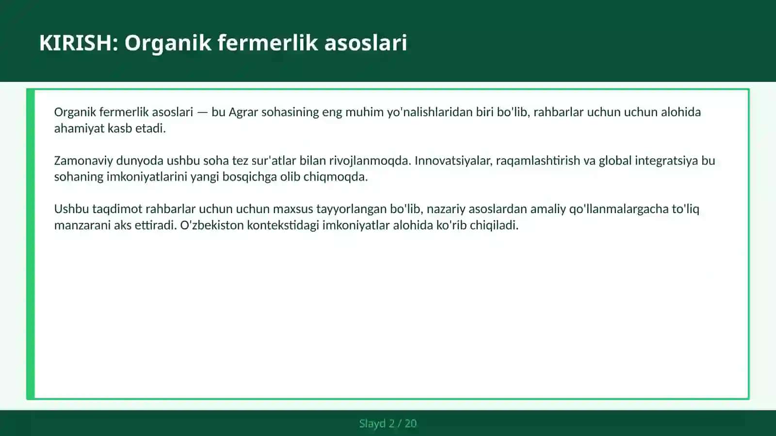 ORGANIK FERMERLIK ASOSLARI 2