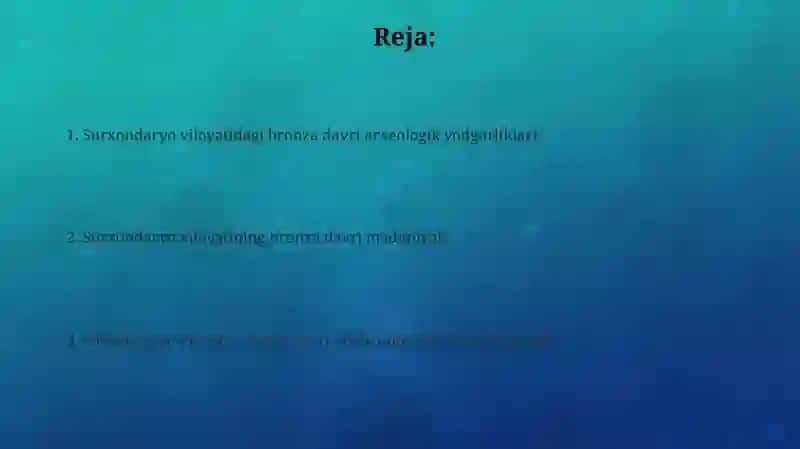 Surxondaryo viloyatidagi bronza davri arxeologik yodgorliklari 2