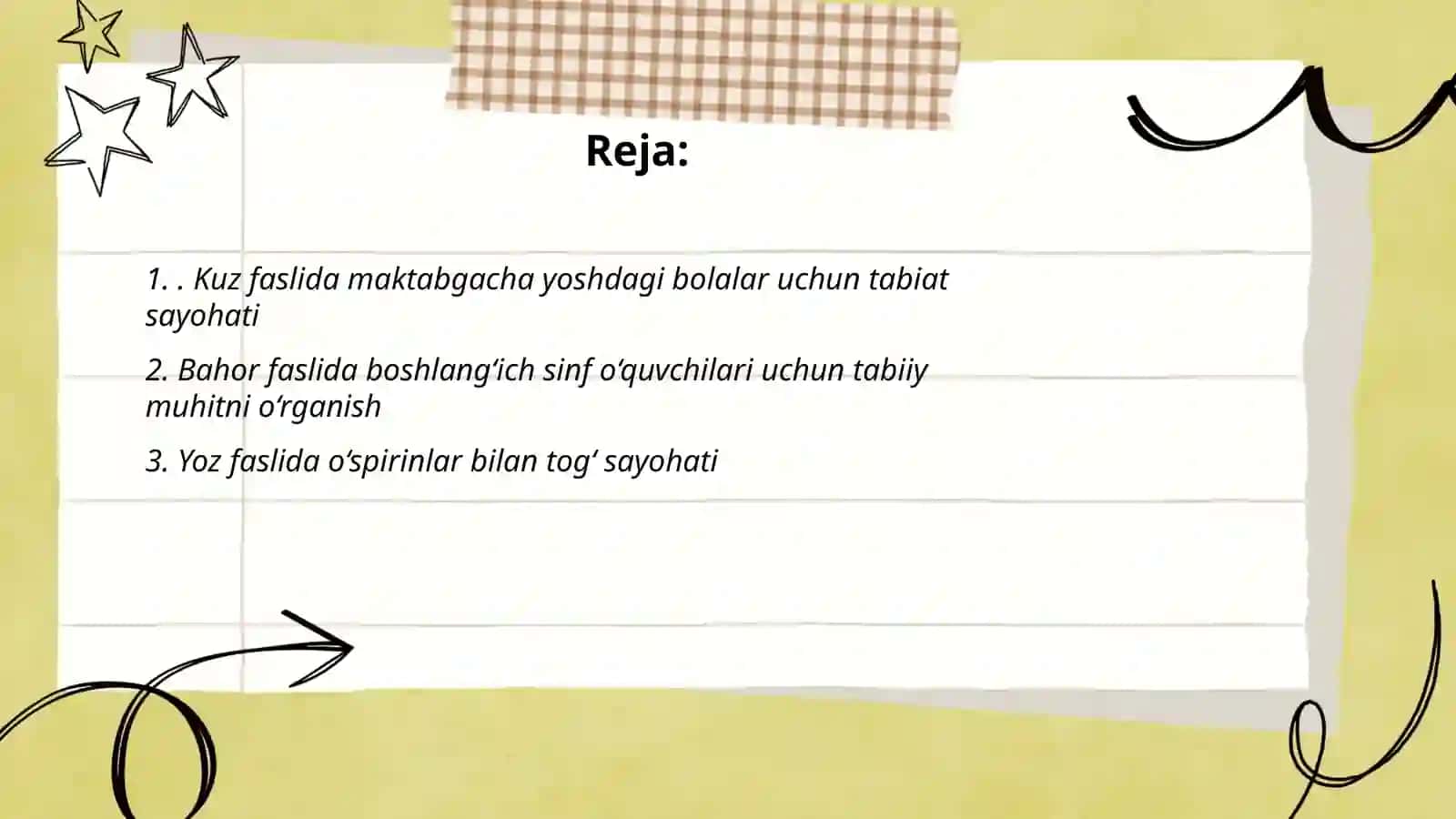 Turli fasllarida turli yosh guruhlarida tabiatga ekskursiyani loyihalashtirish 2