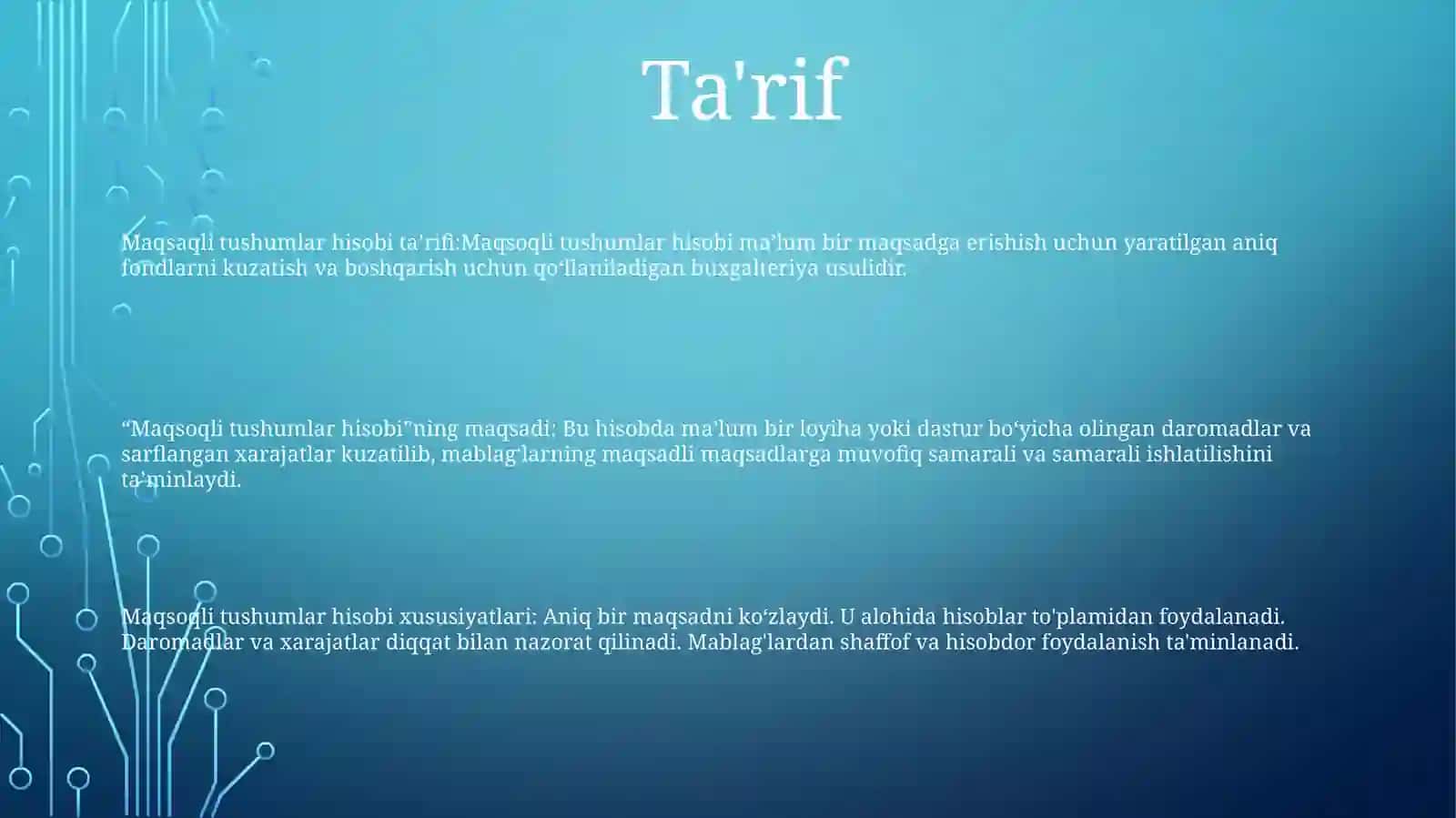 Maqsaqli tushumlar hisobi 2
