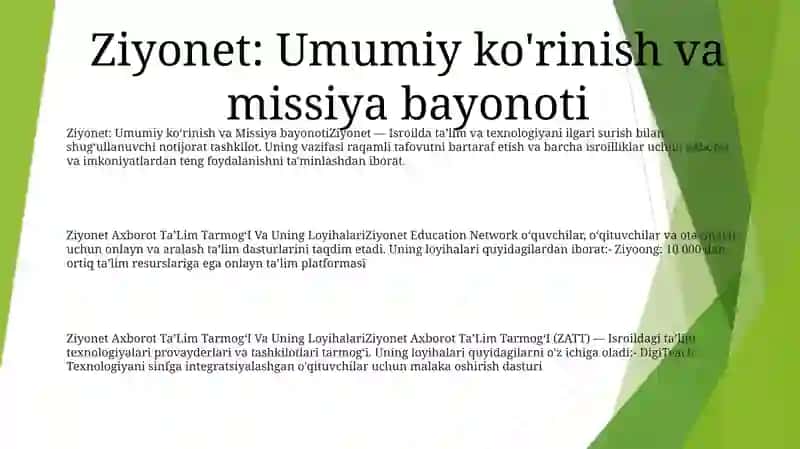 Ziyonet Axborot TaʼLim TarmogʻI Va Uning Loyihalari 2