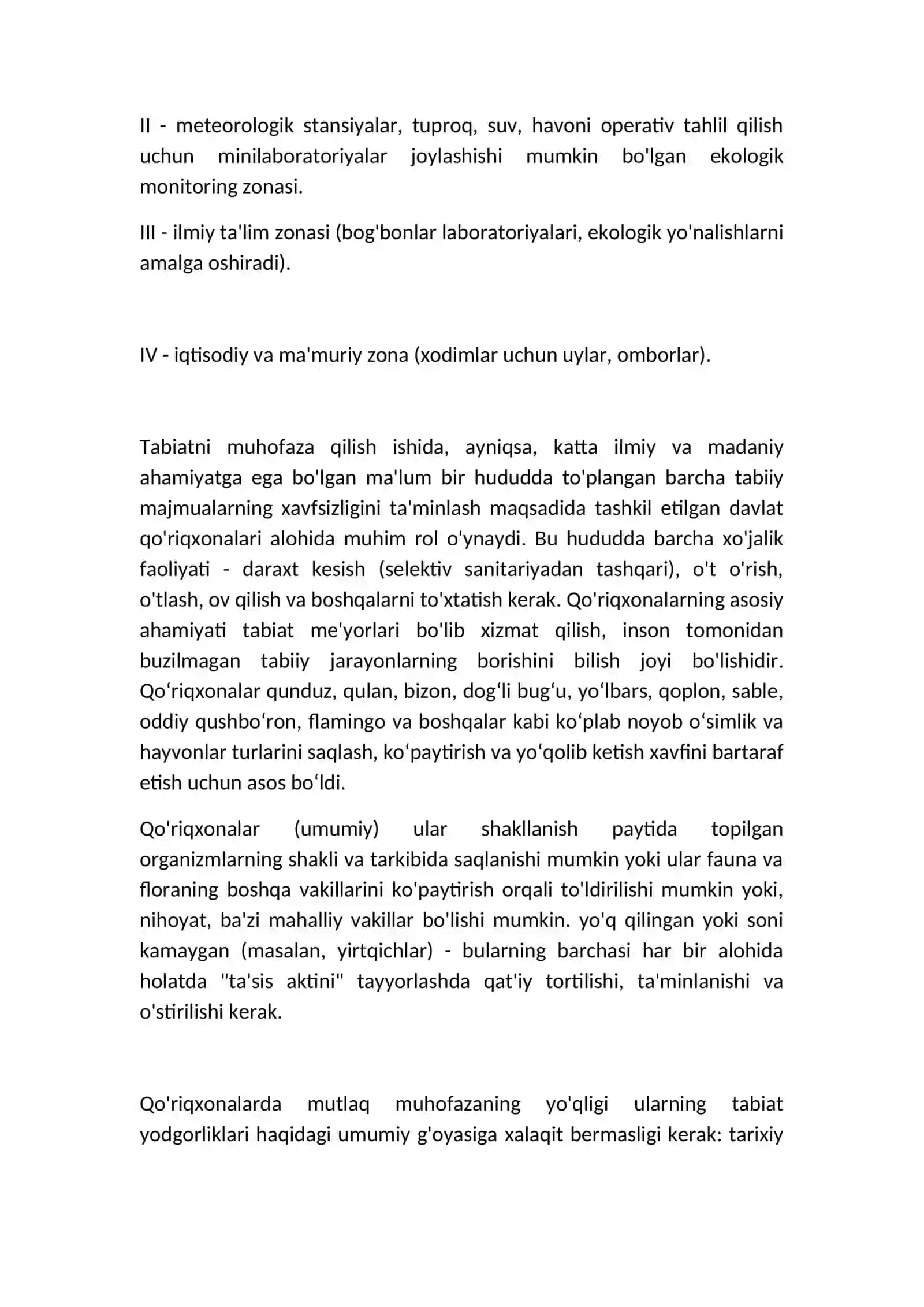 Qo'riqxonalarni tashkil etish va ularning faoliyatini o'rganish 2