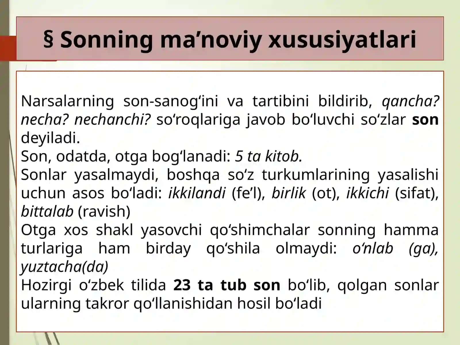 Son va olmosh turkumini takrorlash 2