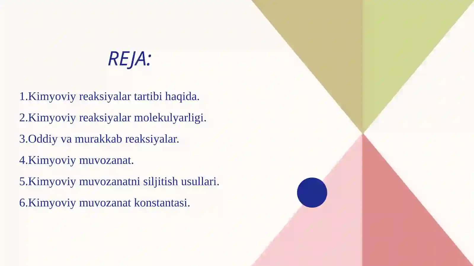 Kimyoviy Reaksiyalar Tartibi va Molekulyarligi 2