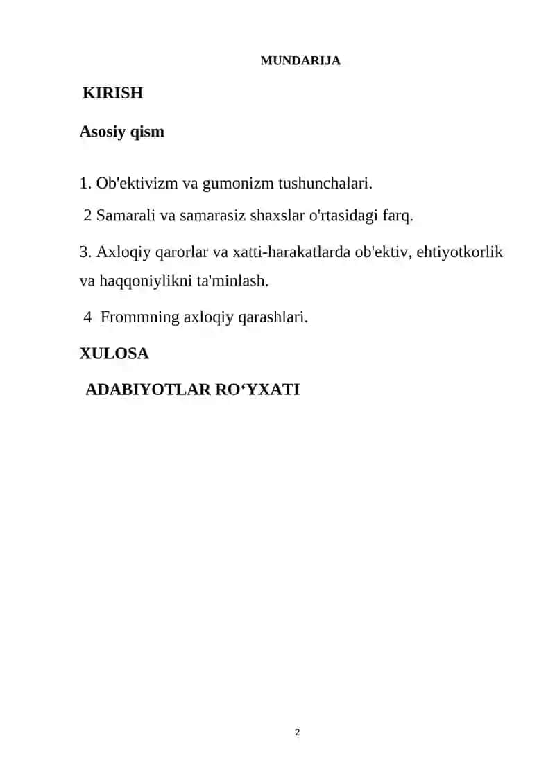 Ob'ektivistik gumonistik axloq va samarali va samarasiz shaxsning umumiy xususiyatlari.Froom 2