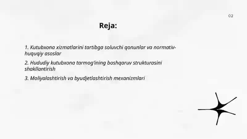 Kutubxona xizmatini koʻrsatishni tashkil etish 2
