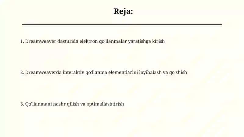 Dreamweaver'da elektron qo'llanmalarni yaratishga kirish 2