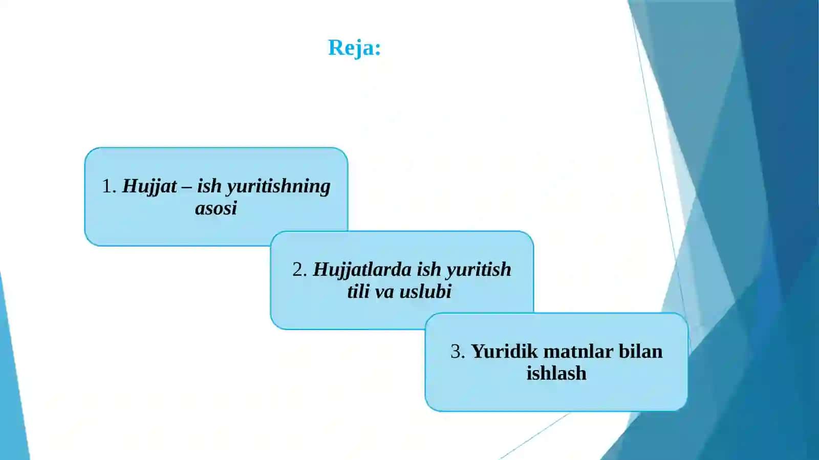 ISH YURITISH TILI VA USLUBI. Yuridik matnlar bilan ishlash 2