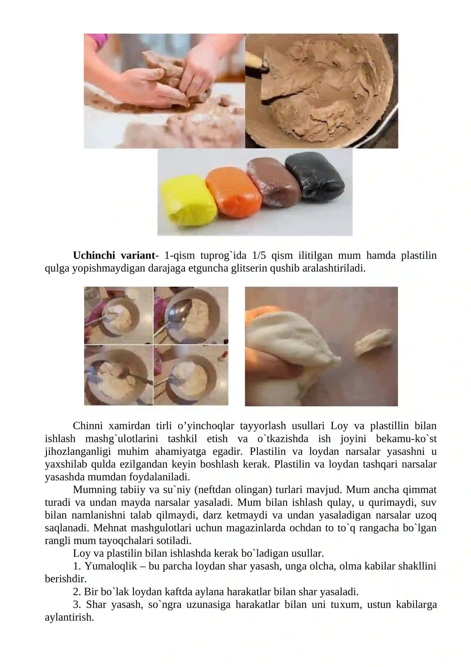 Chinni xamirni tayyorlash usullari. Chinni xamirdan turli o‘yinchoqlar tayyorlash usullari. Kashta turlari 2