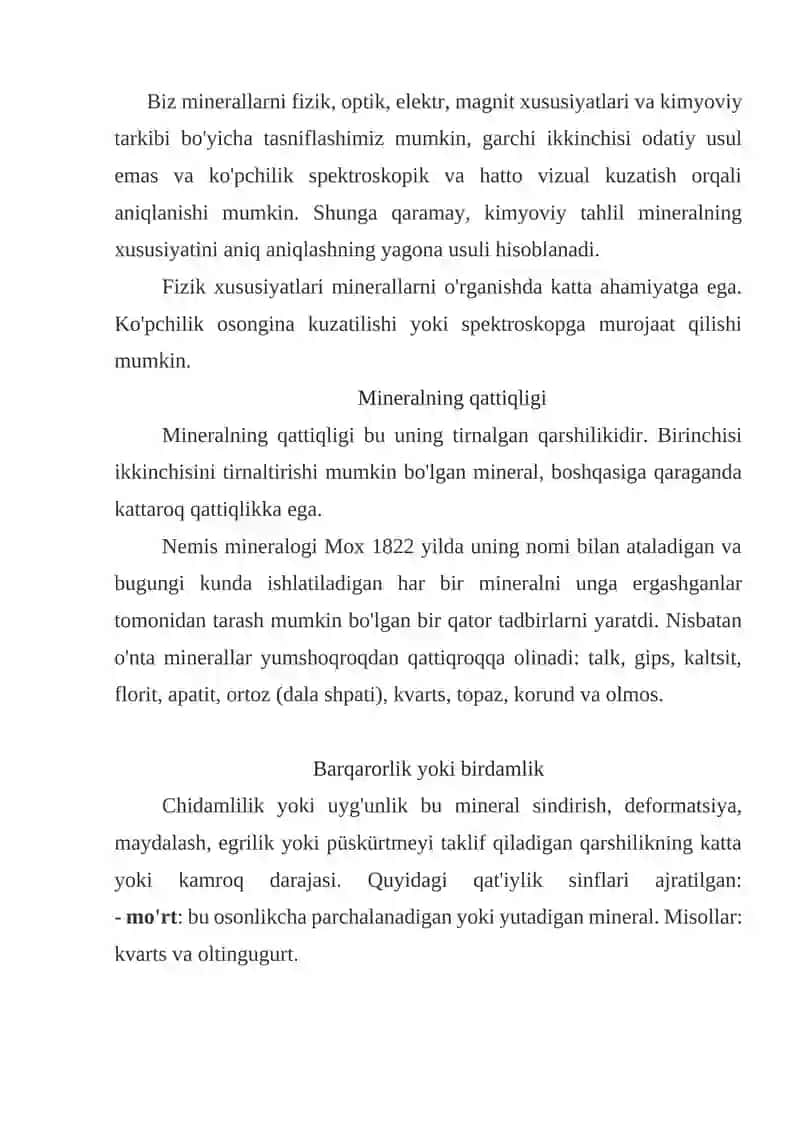 MINERALLARNING FIZIK XOSSALARI 2