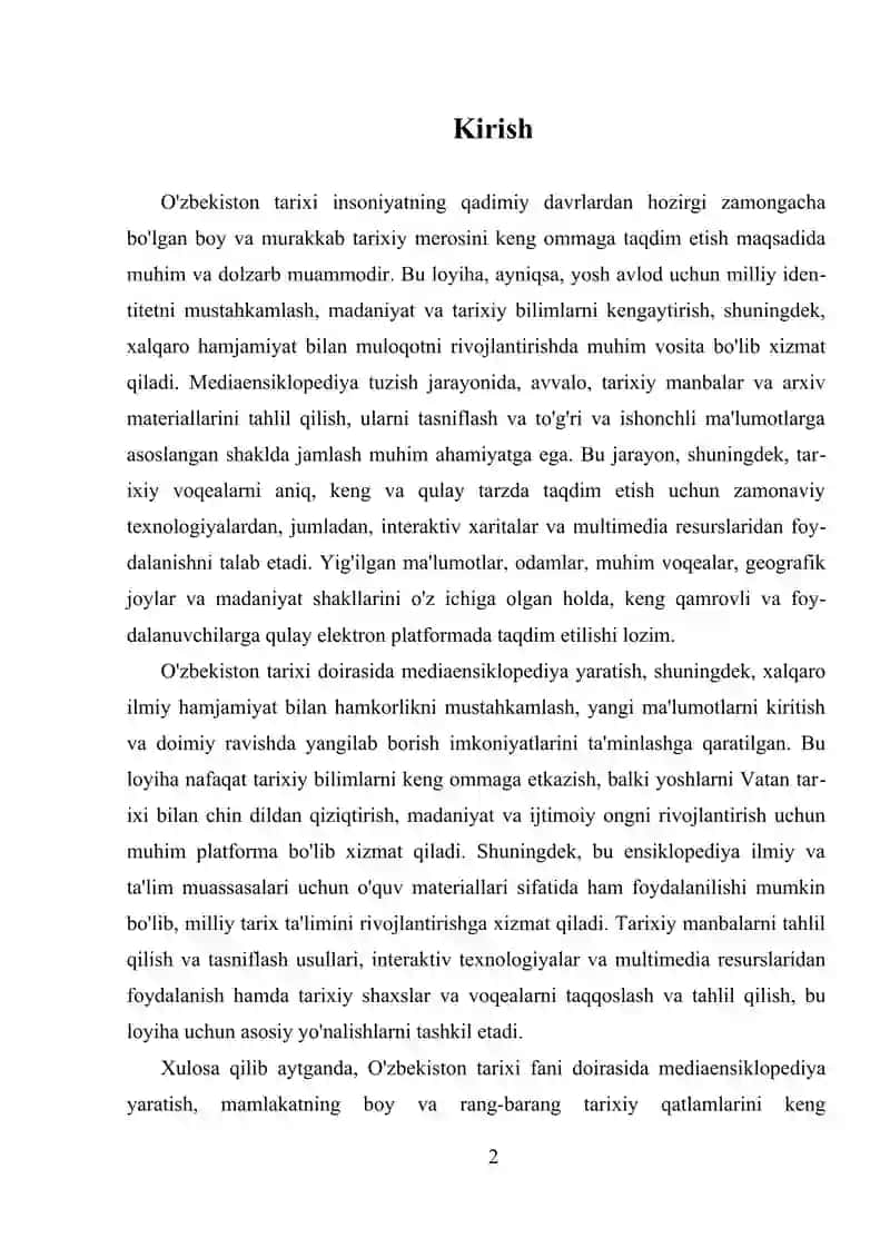 O'ZBEKISTON TARIXI FANI DOIRASIDA MEDIAENSIKLOPEDIYA TUZISH 2
