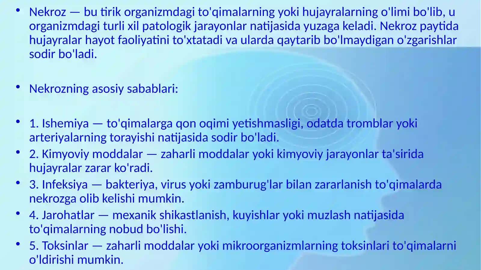 Nekroz. Apoptoz. Nukleoproteidlar, minerallar almashinuvi 2