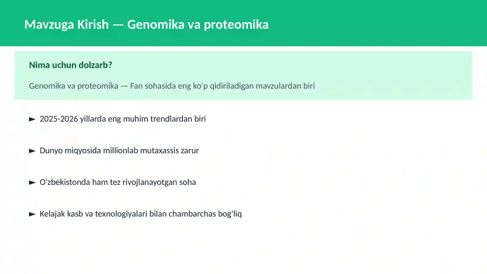 Genomika va proteomika 2