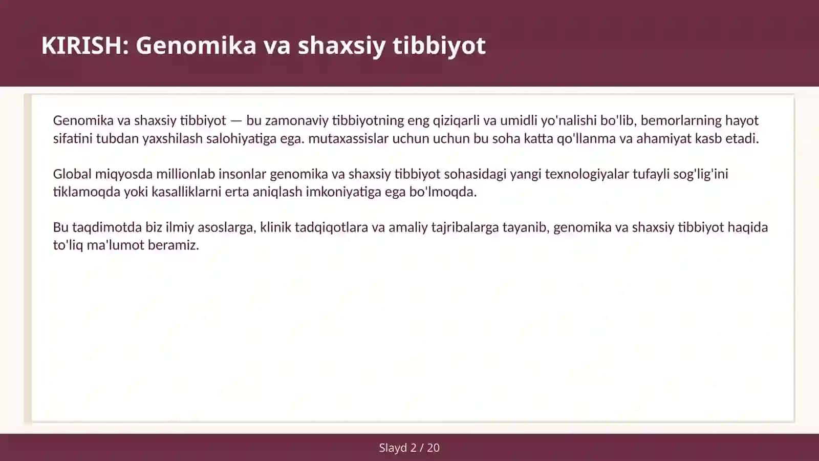 Genomika va shaxsiy tibbiyot 2