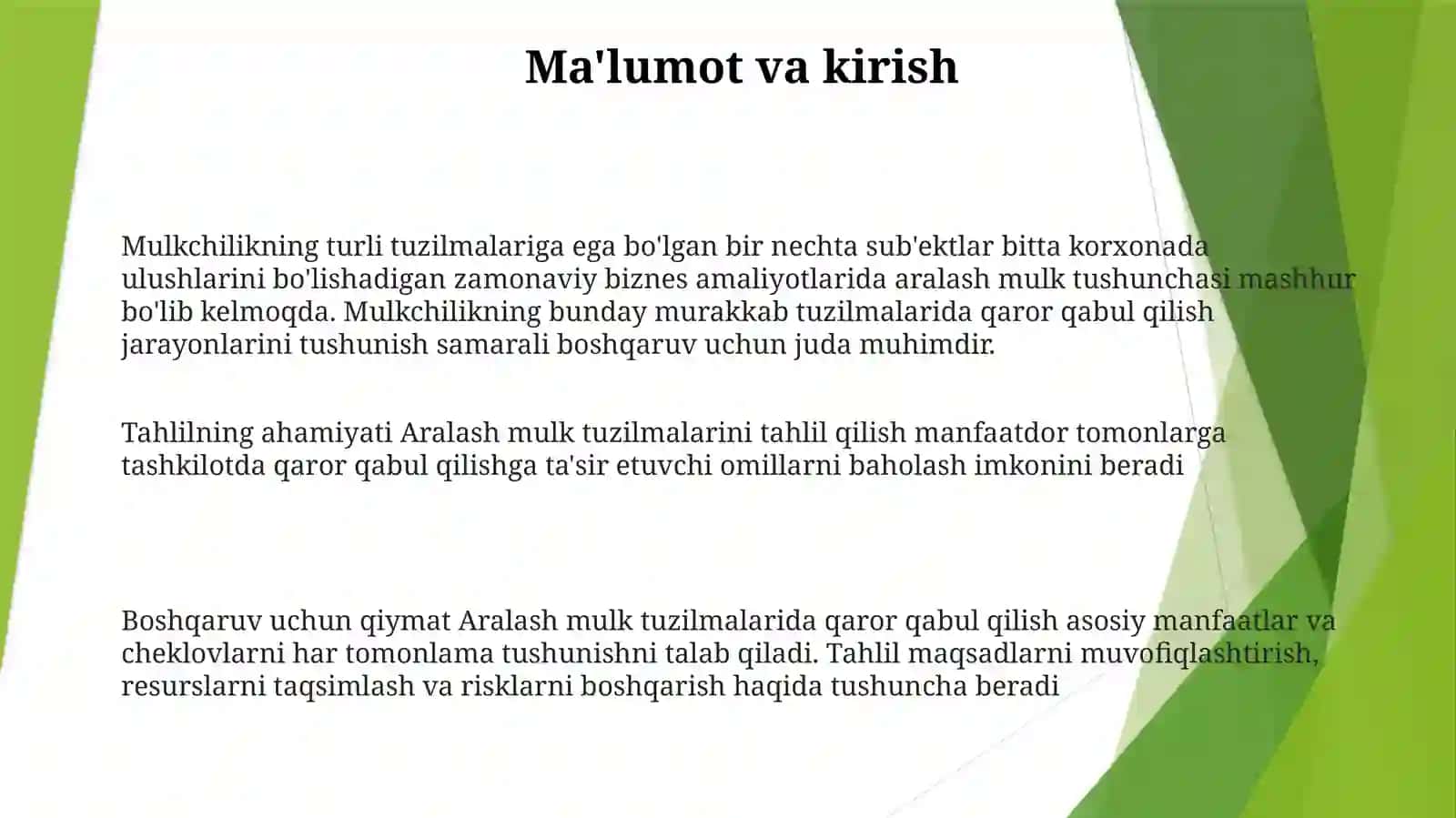 Xo'jalik Yurituvchi Subyektlarda Boshqaruv Qarorlari Qabul Qilishda Tahlilning Ahamiyati 2