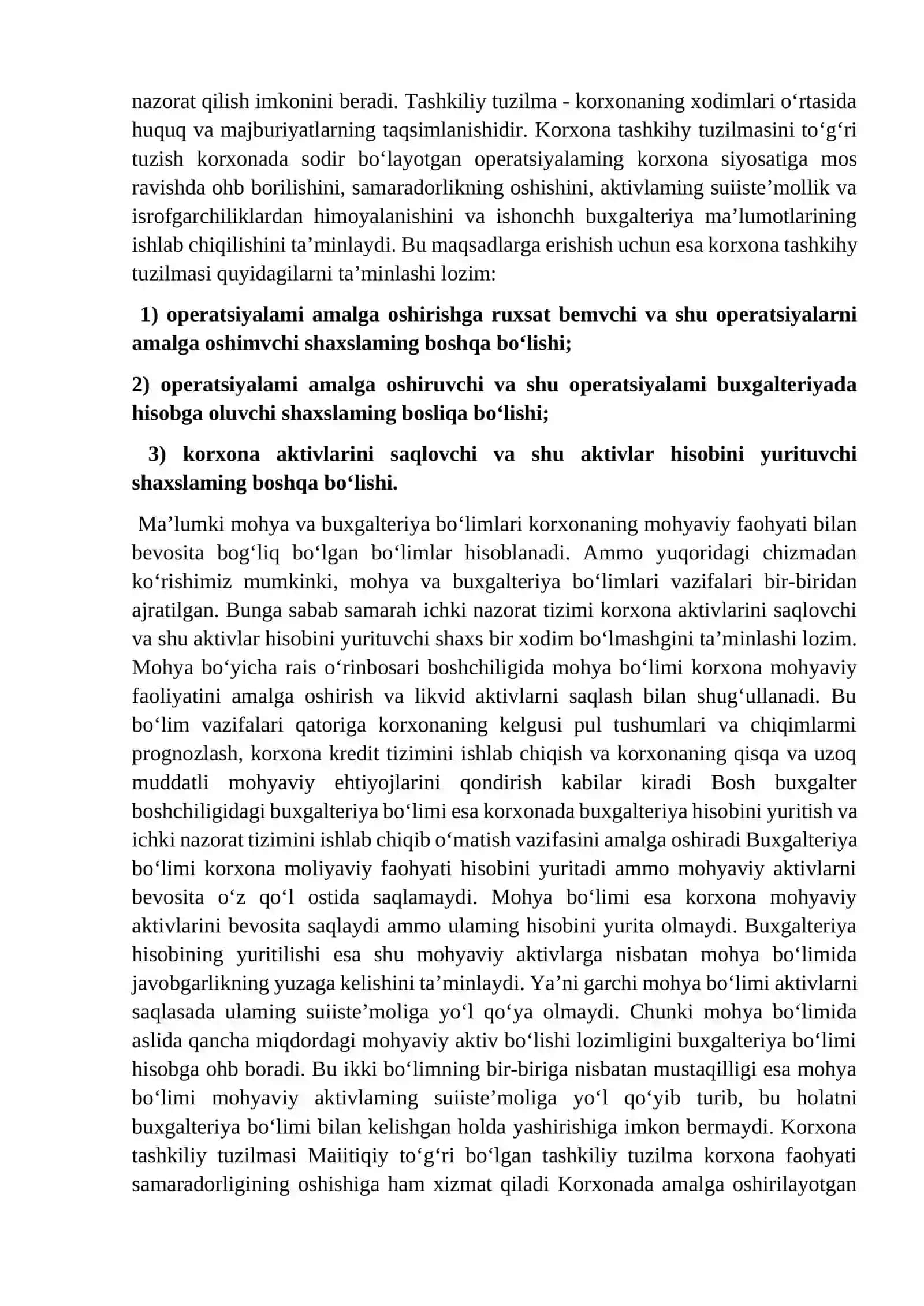20-mavzu; Ichki nazorat tizimining elementlari. Ichki nazorat tizimini o‘rganish va baholashni hujjatlashtirish 2