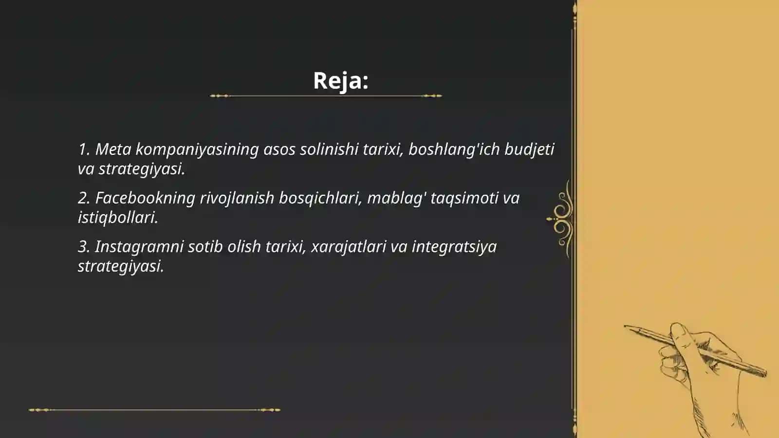 Meta kompaniyasining asos solinishi tarixi, boshlang'ich budjeti va strategiyasi 2