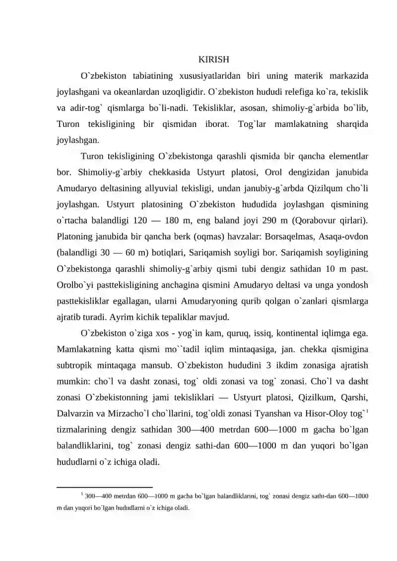 O`zbekiston Respublikasining ma’muriy hududiy bo’linishi va reylefi 2