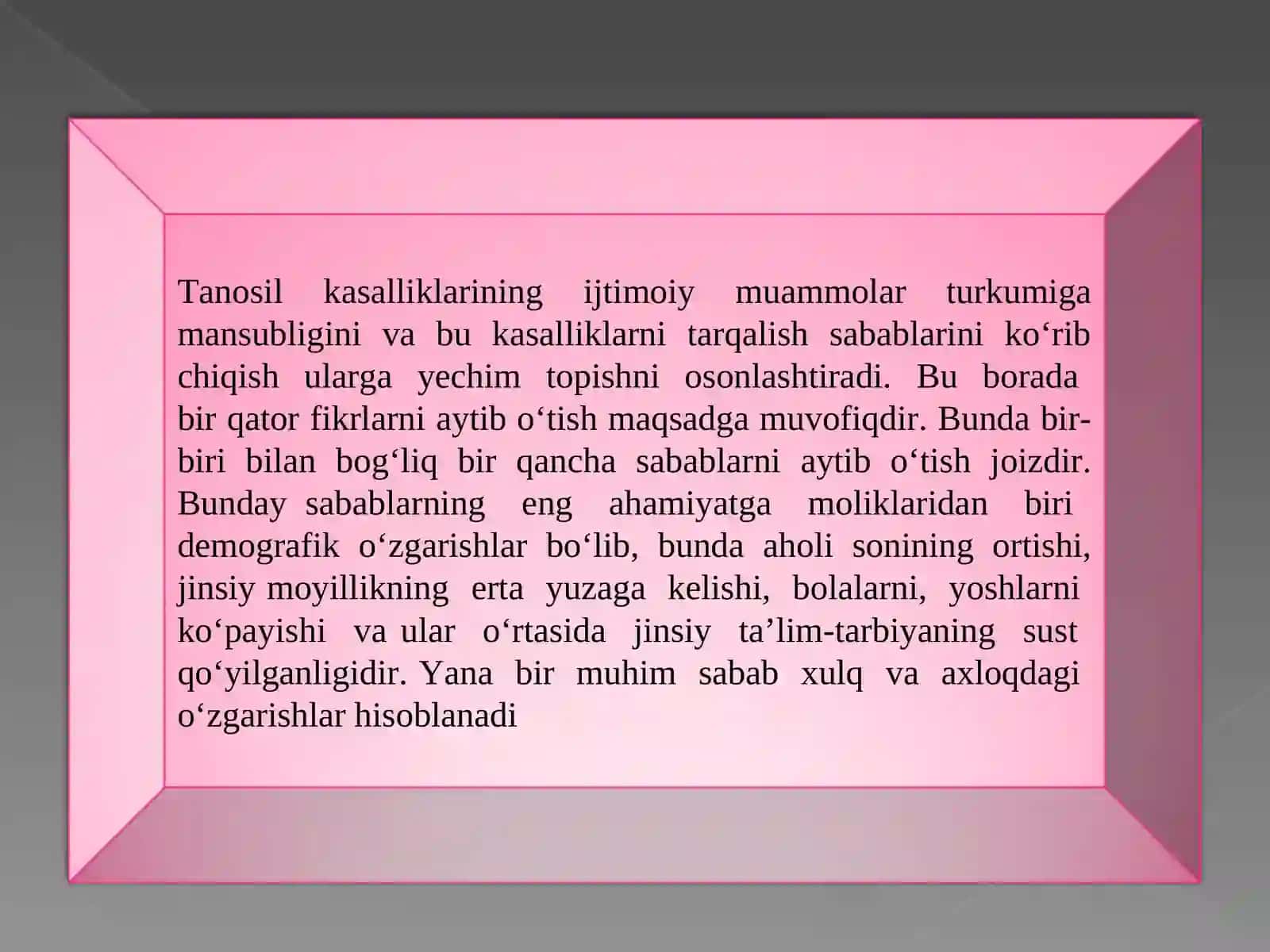 OITS (SPID) va jinsiy yo‘l bilan yuqadigan kasalliklarning ijtimoiy-psixologik muammolari va ularning yechimi 2