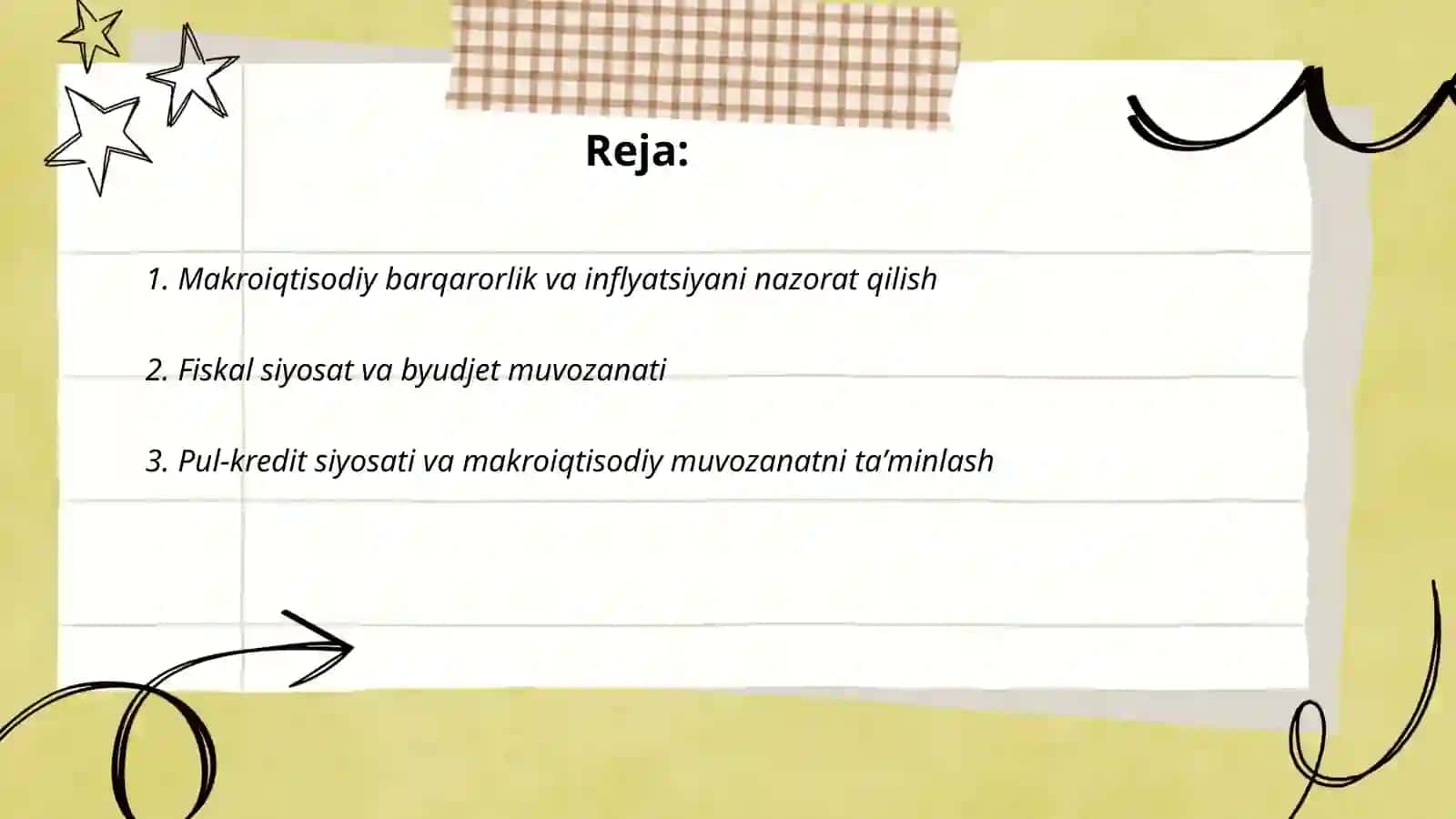Milliy iqtisodiyotning muvozanatli va mutanosibli rivojlanishi 2