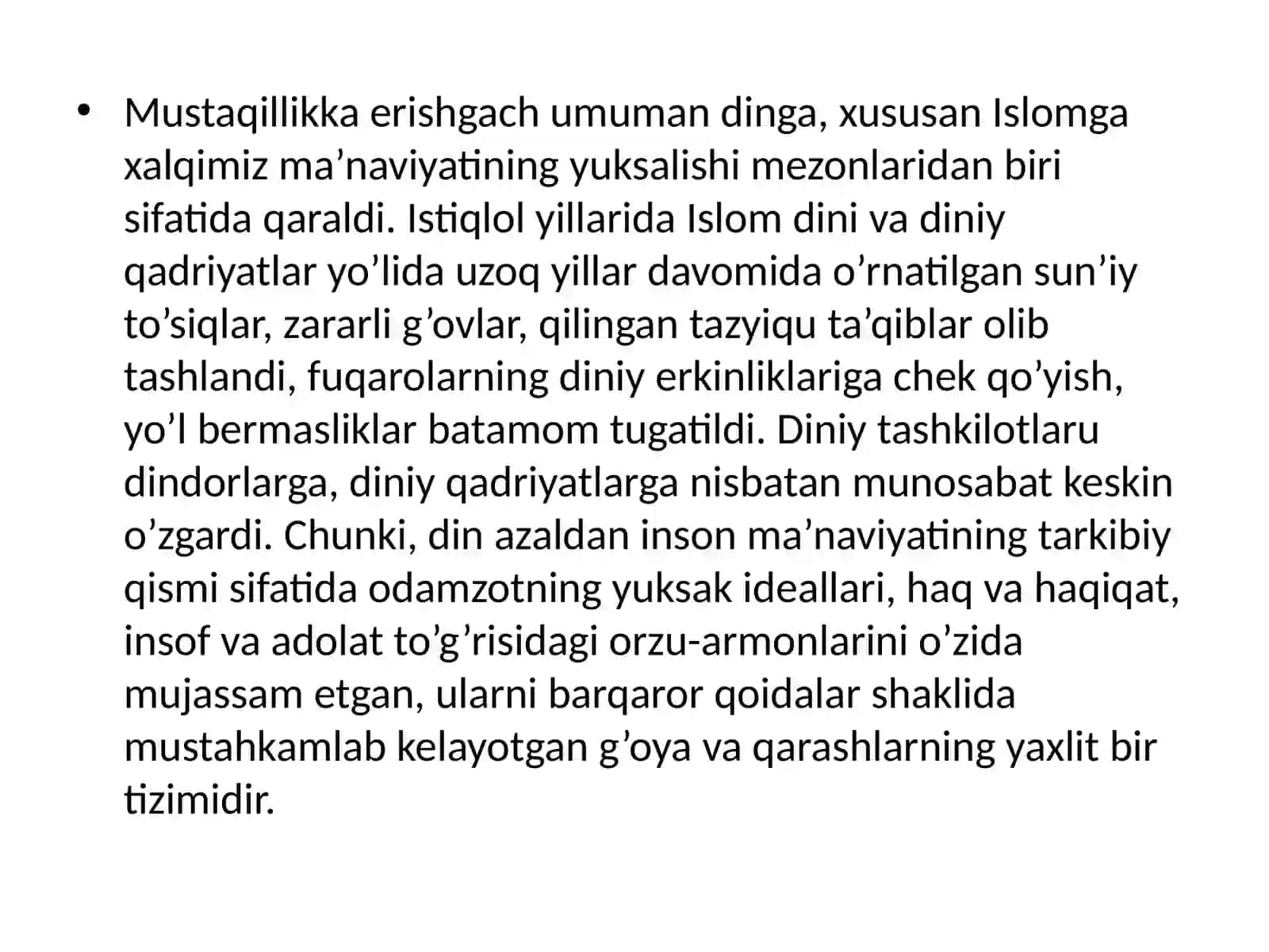 Mustaqillik va din 2