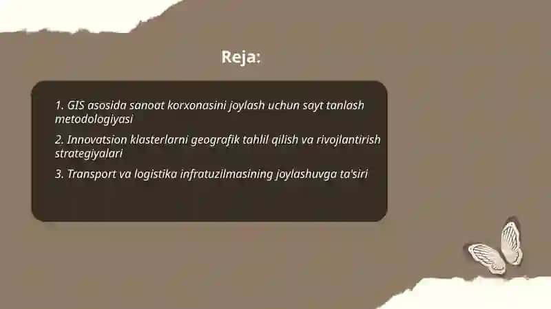 GIS asosida sanoat korxonasini joylash metodologiyasi 2