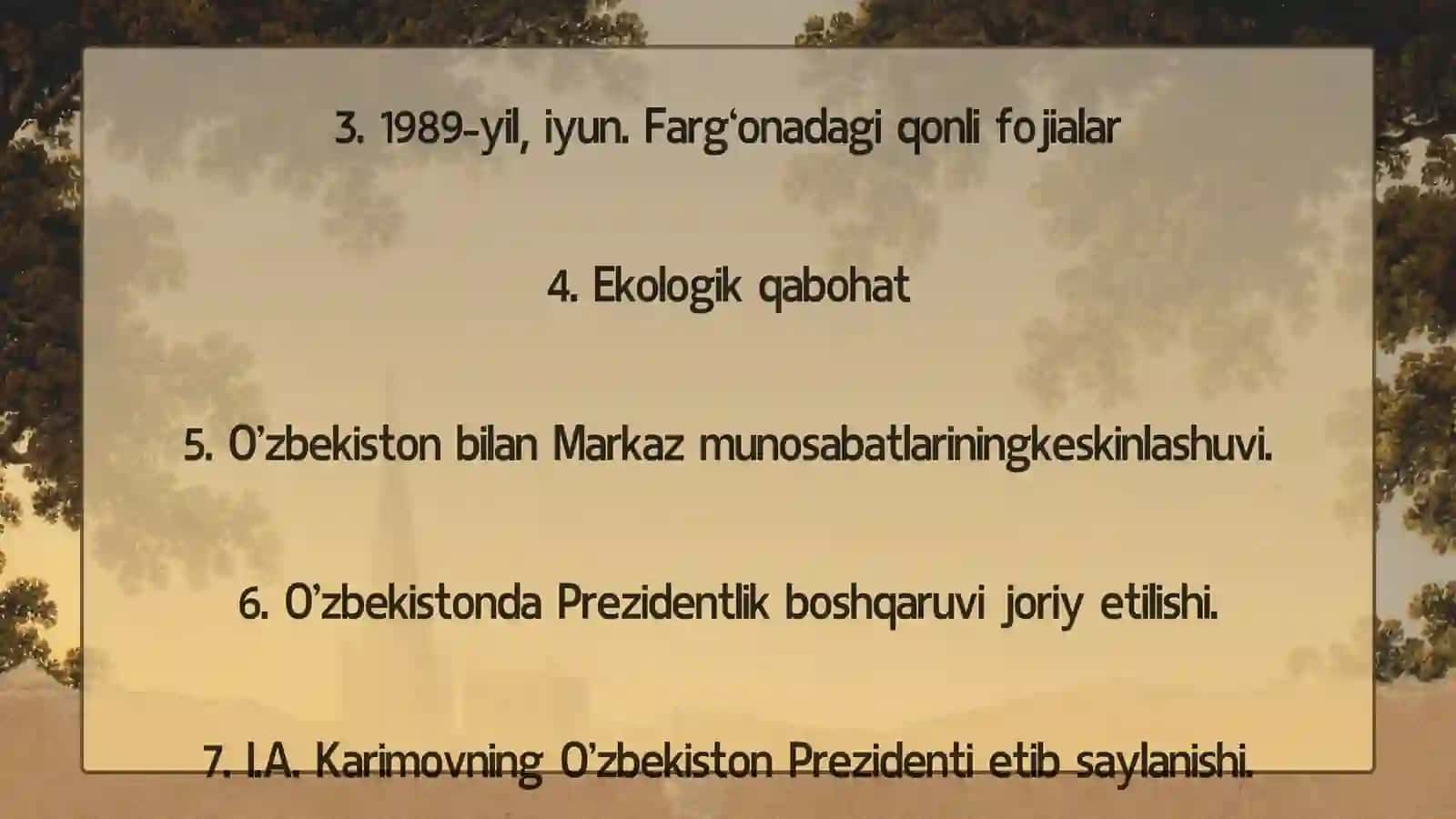 Oʻzbekistonning ijtimoiy-siyosiy jarayonlari 2