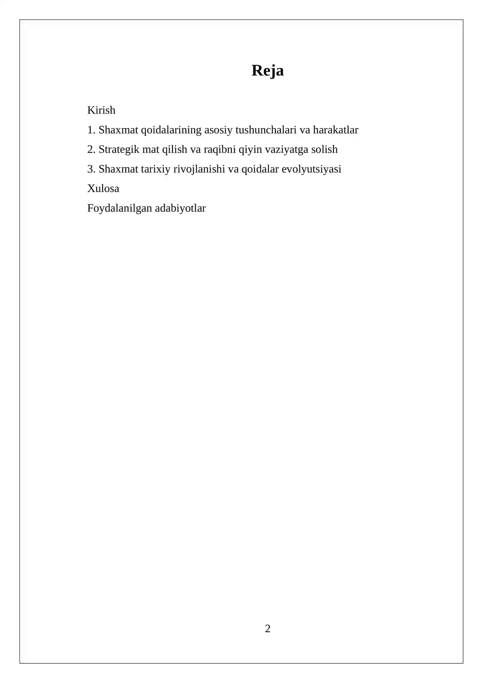 Shaxmat o`yin qoidalari 2