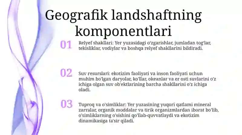 Geografik Landshaft Komponentlari Tahlil Qilish 2