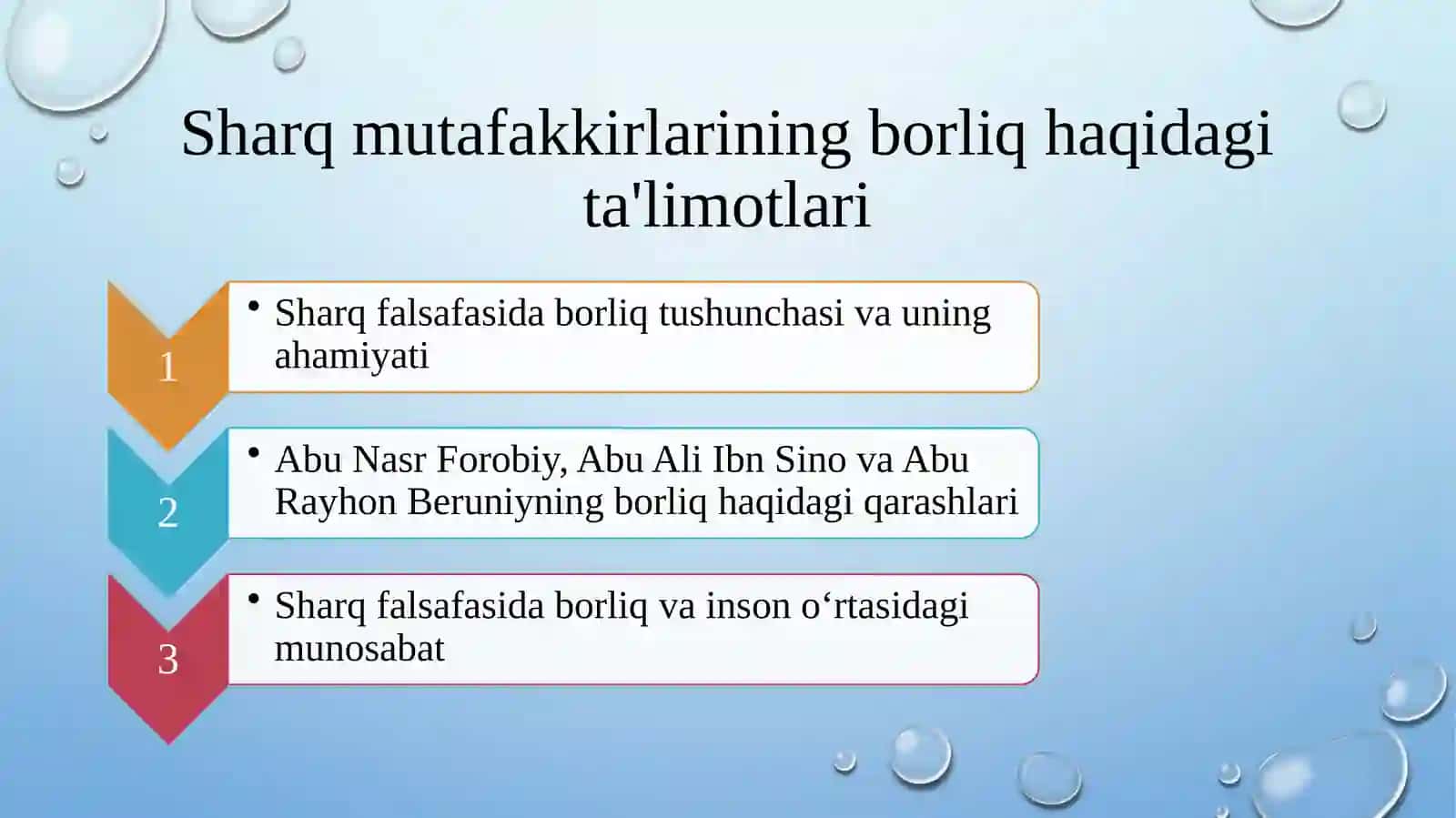 Sharq mutafakkirlarining borliq haqidagi ta'limotlari 2