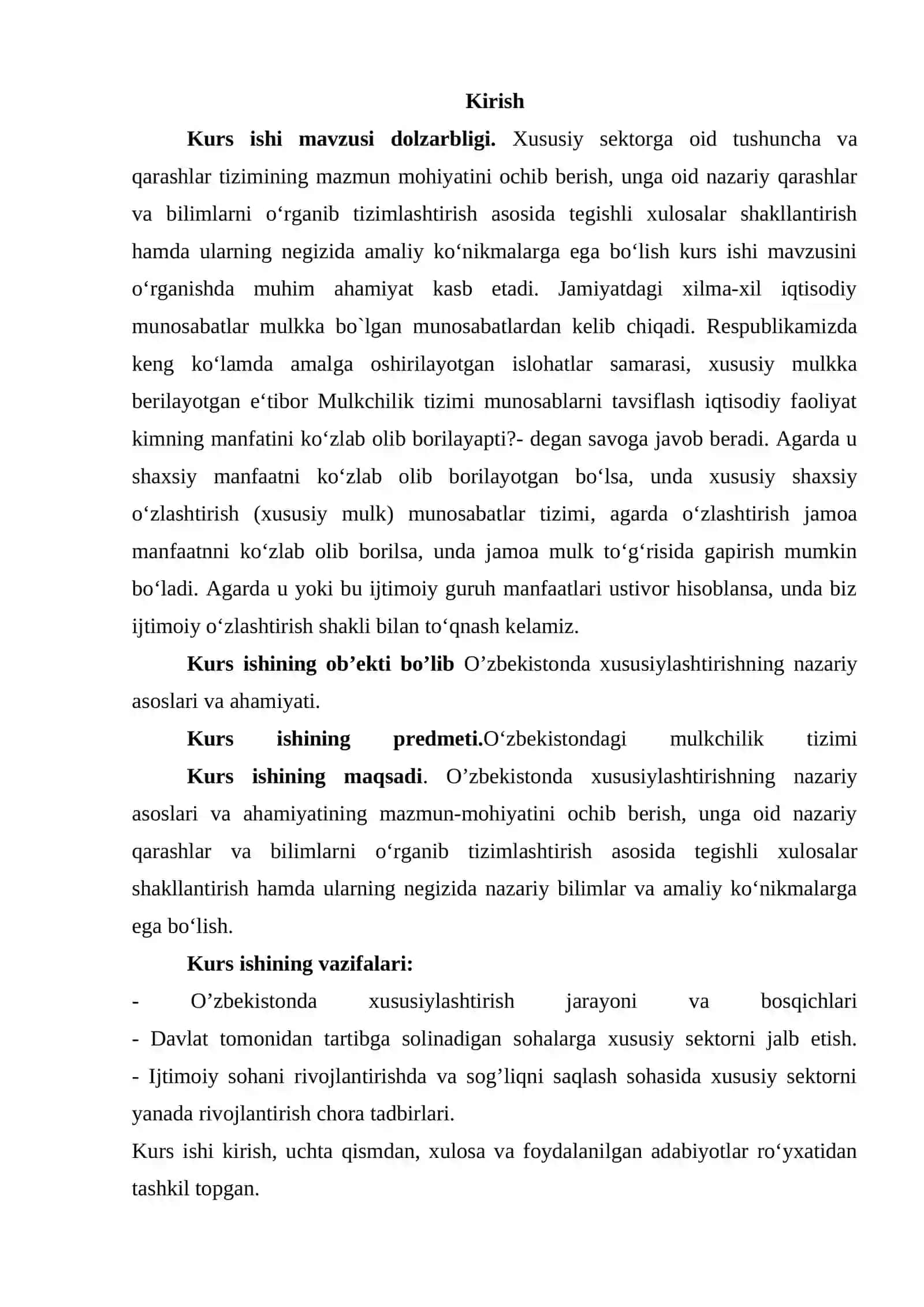 O’ZBEKISTONDA XUSUSIYLASHTIRISH ASOSLARI VA MOHIYATI 2
