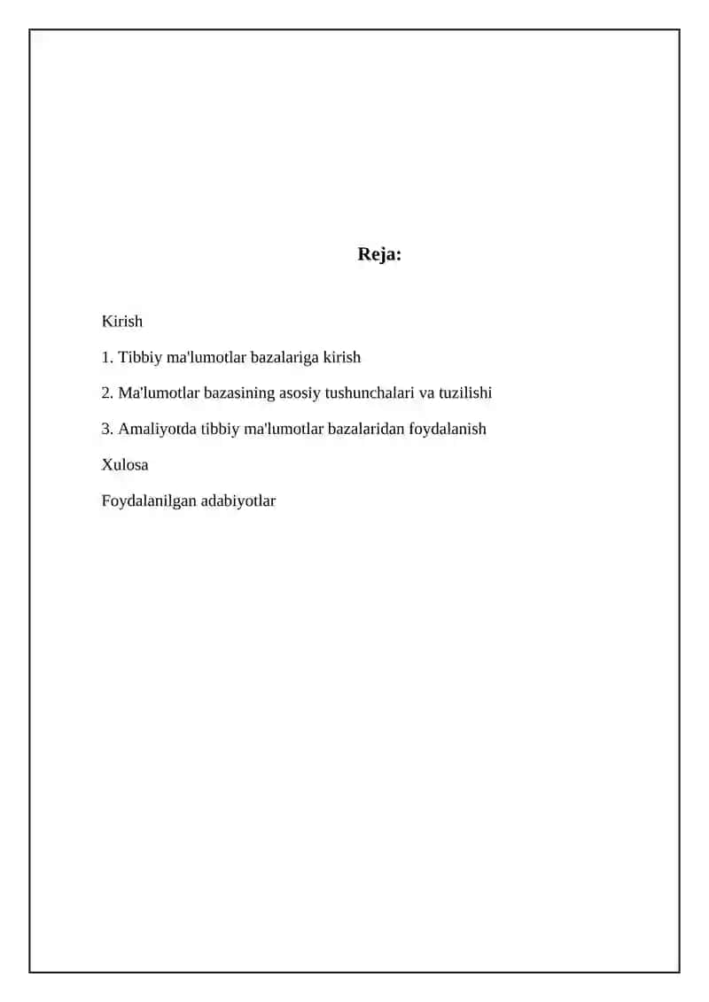 Tibbiy ma'lumotlar bazalariga kirish 2