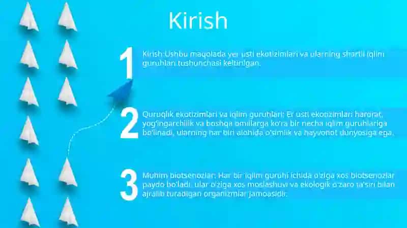 Yer Sharida Quruqlik Ekosistemalarni Shartli Iqlimiy Guruhlari Va Ularni Muhim Biotsenozlari 2