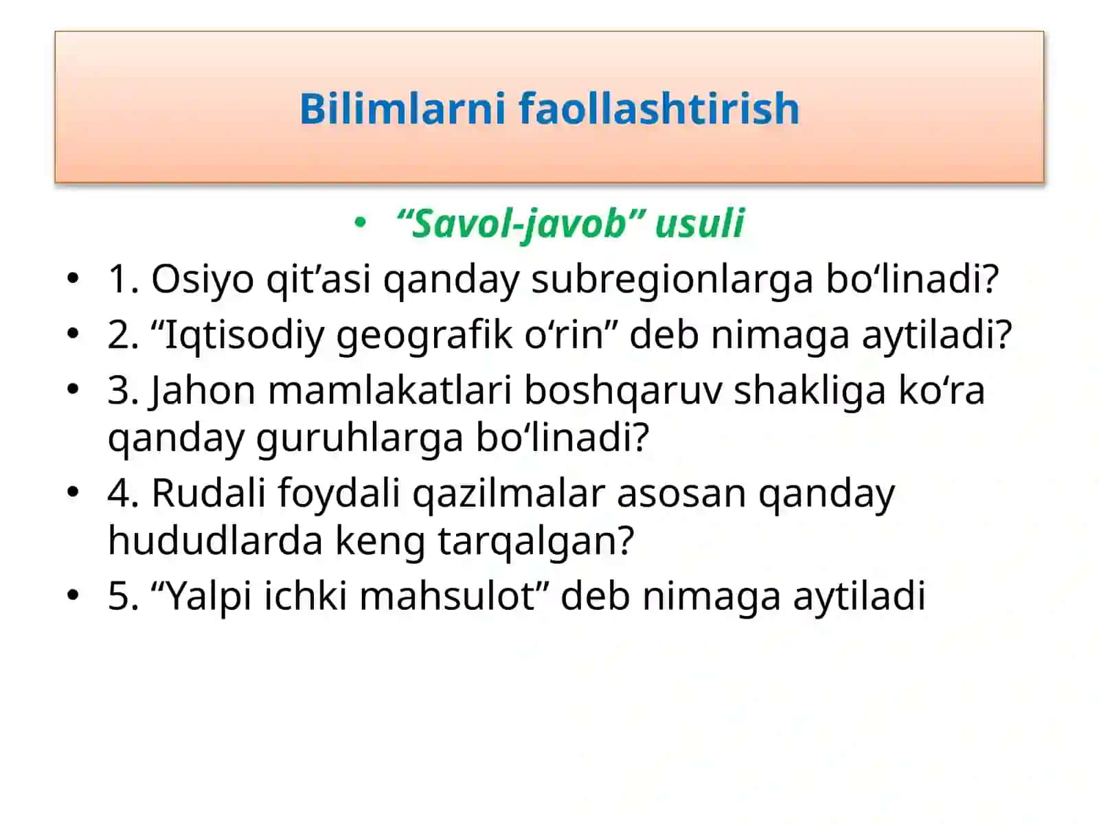 Bilimlarni faollashtirish 2