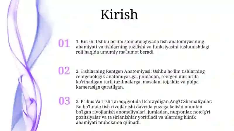 Tishlarning Rentgen Anatomiyasi 2