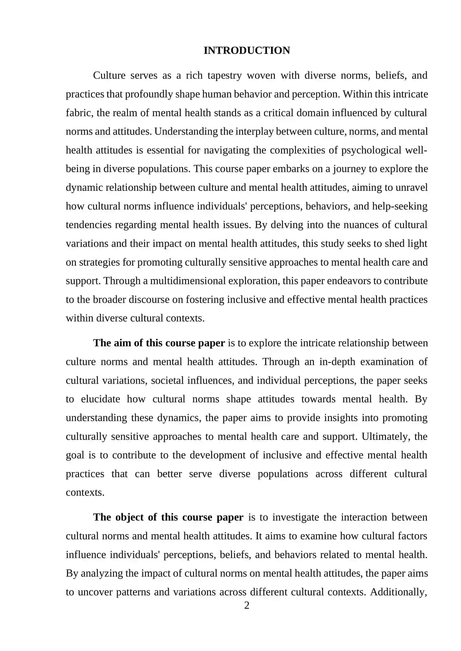 FACTORS SHAPING MENTAL HEALTH ATTITUDES IN DIFFERENT CULTURE 2