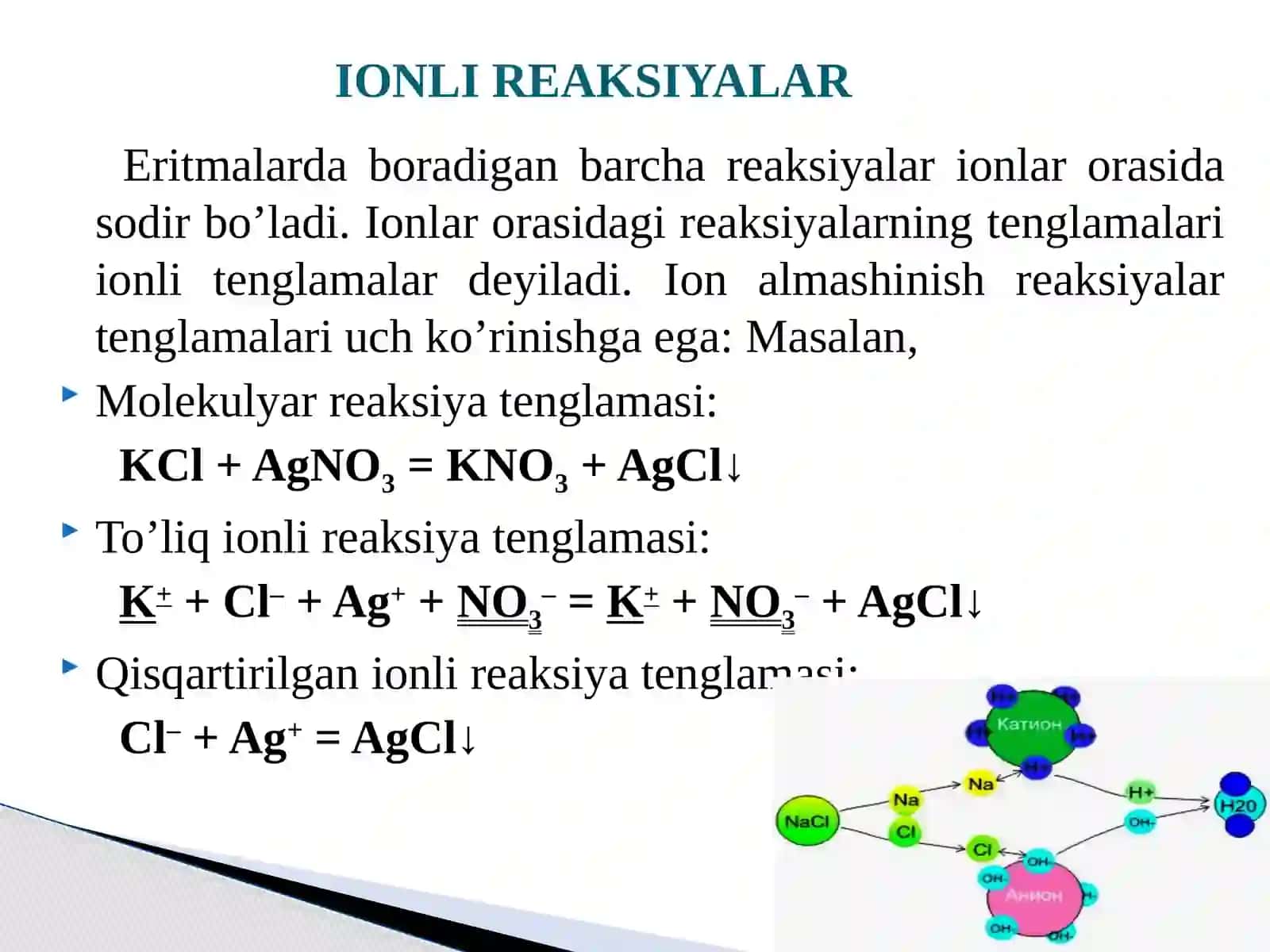 Ma’ruza.Elektrolitikeritmalar. Tuzlarning gidrolizi 2