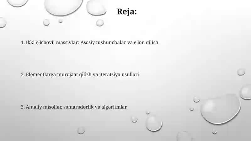 Ikki o'lchovli massivlar 2