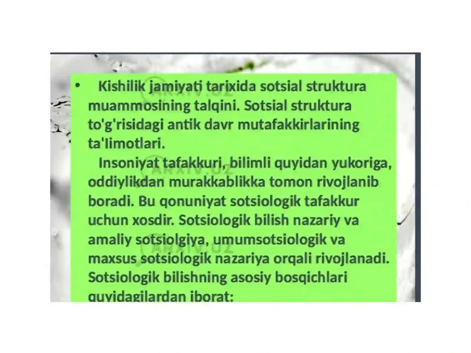 Kishilik jamiyati tarixida sotsial strukturamuamosi ning talqini 2