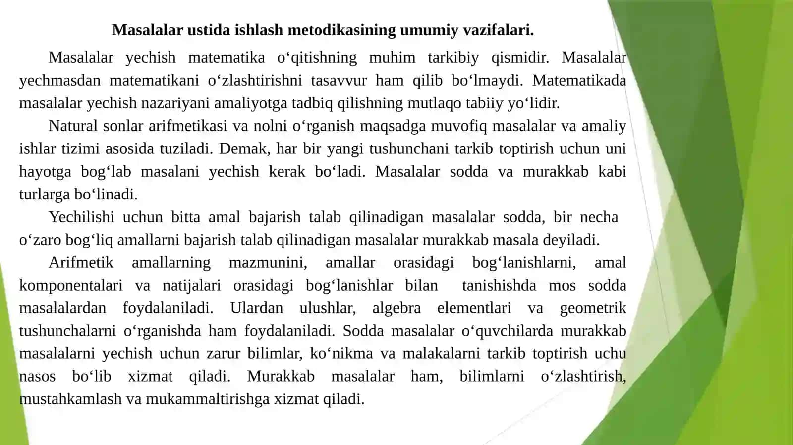 ARIFMЕTIK MASALALAR YЕCHISHGA O‘RGATISH MЕTODIKASI 2