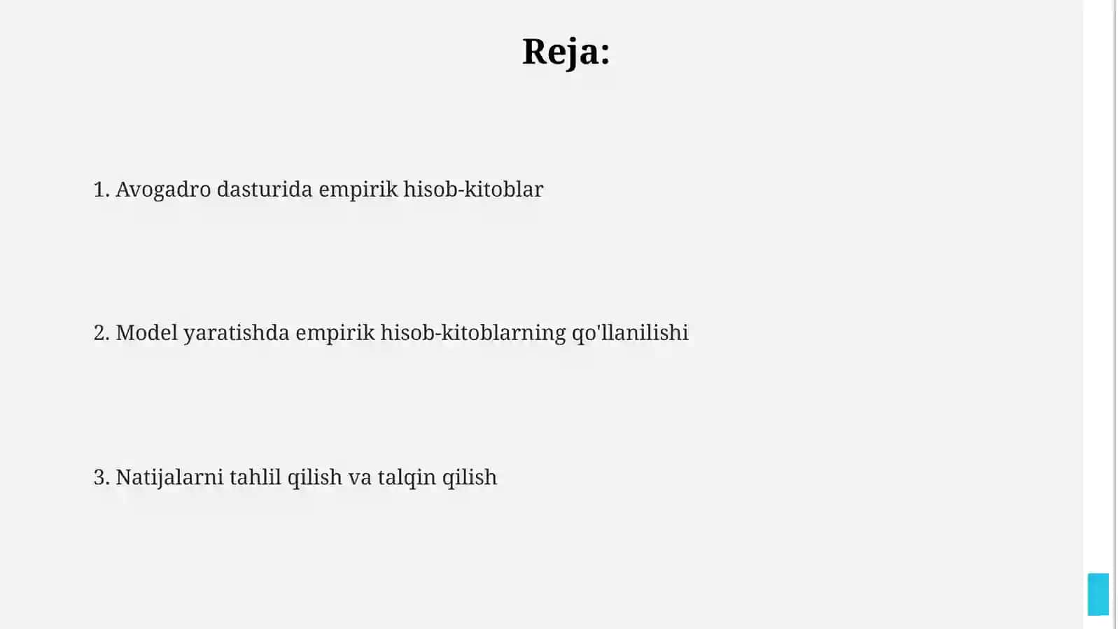 Avogadro dasturida empirik hisob-kitoblar 2