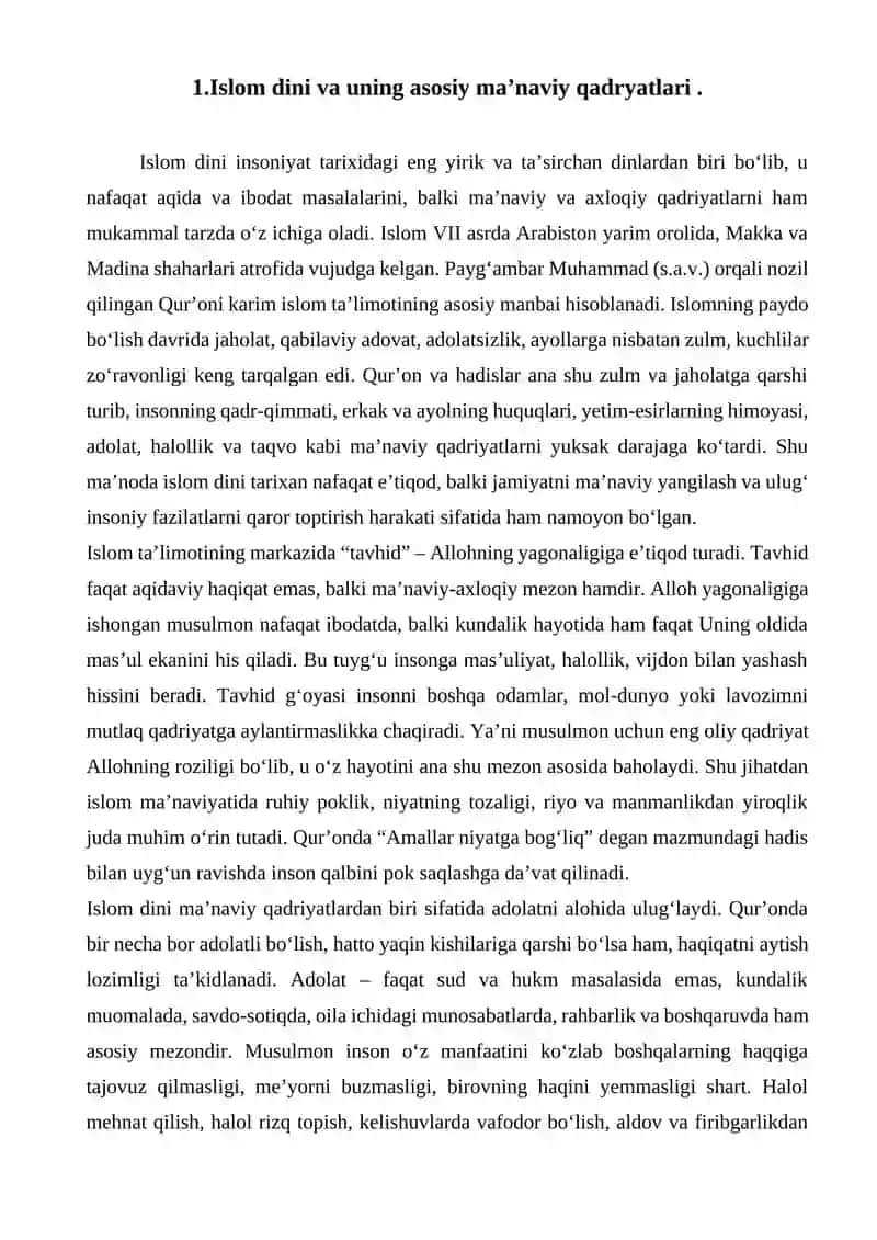 Islom qadriyatlari va maʼrifatining hozirgi davrdagi ahamiyati 2