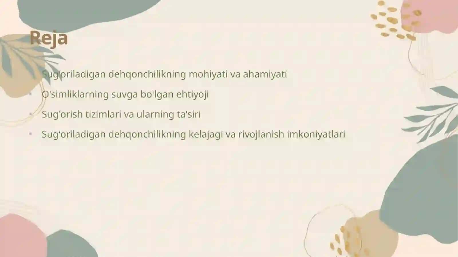 Sugʻoriladigan dehqonchilikning fiziologik asoslari 2