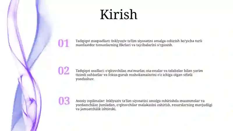 Inklyuziv Ta’Lim G'Oyalarini Amaliyotga Tadbiq Etish Bo'Yicha Turli Guruhlarga Mansub Respondentlarning Fikrlarini Aniqlashga Qaratilgan Sotsiologik Tadqiqotlar 2
