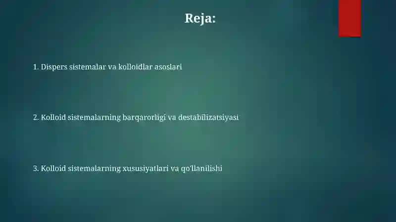 Dispers sistemalar va kolloidlar asoslari 2