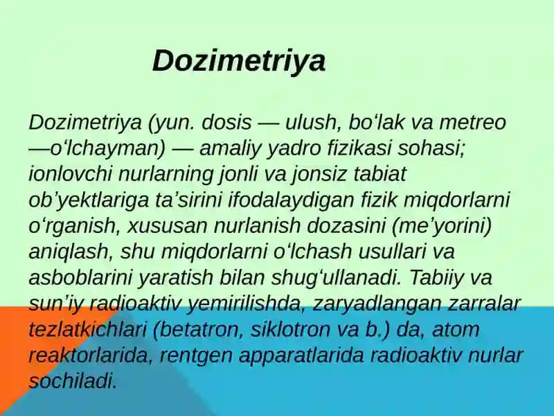 Dozimetriya metodlari, dozimetrik asboblar tasnifi 2