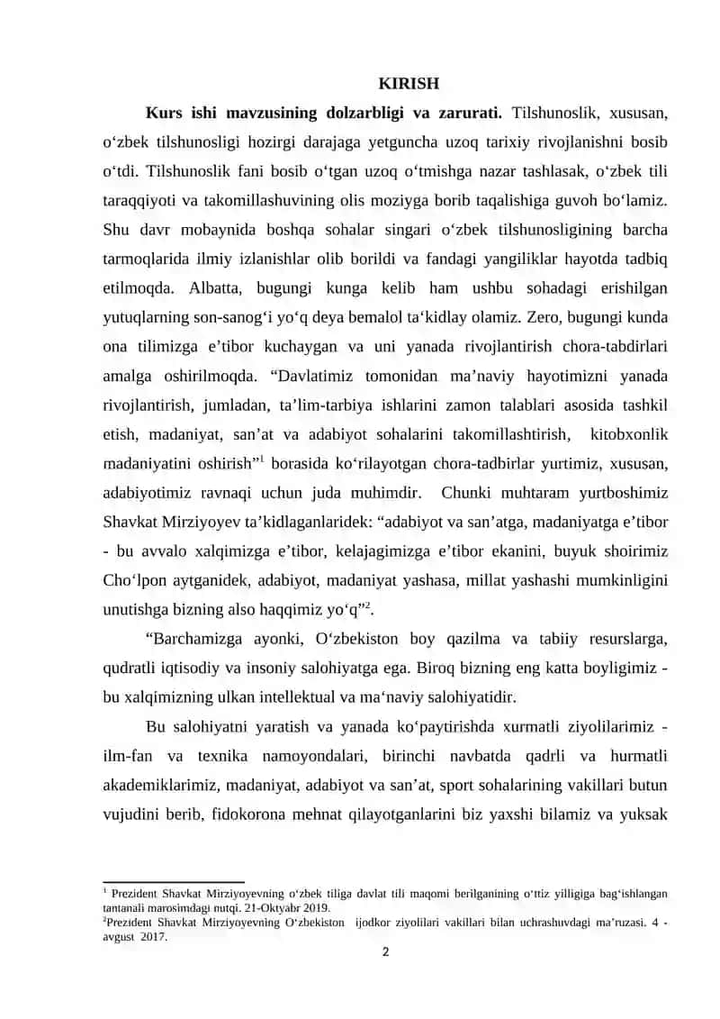 Kurs ishi mavzusining dolzarbligi va zarurati 2