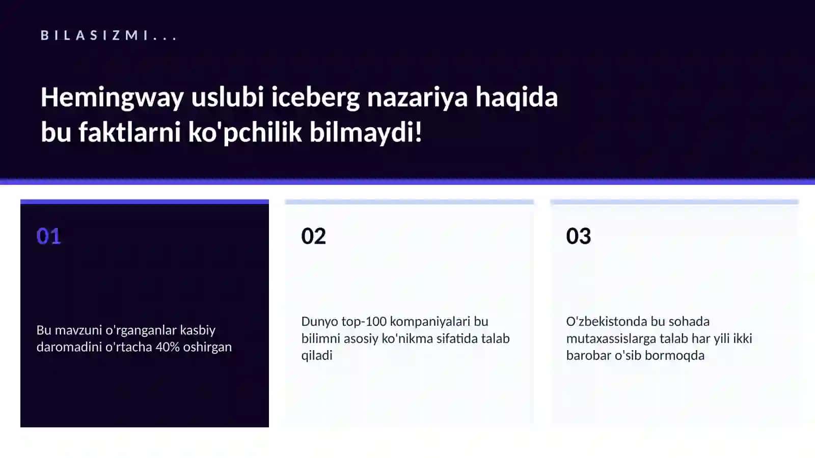Hemingway uslubi iceberg nazariya 2