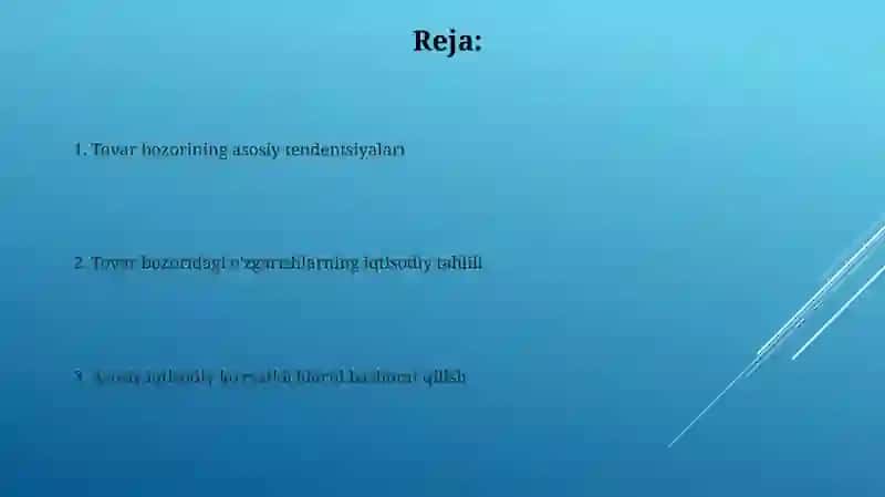 Tovarlar Bozori Konyunktura O'Zgarishlarini Hisobga Olgan Holda Iqtisodiy Tahlilni Amalga Oshirish 2